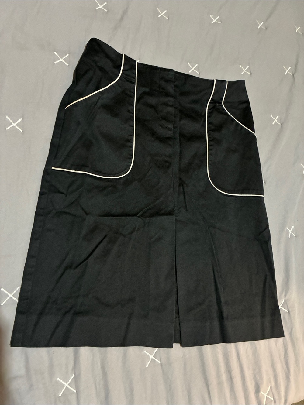 Bebe Black A-Line Skirt with Contrast Piping